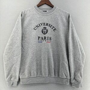 Paris Tour D'Or Sweatshirt Universite France Pullover Sweatshirt Gray XL Retro